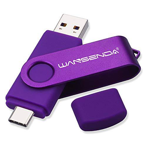 WANSENDA OTG USB C 타입 C 플래시드라이브 2 in 1 USB 3.0/ 3.1 썸 드라이브 (128GB, 퍼플)