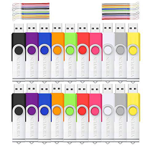 16GB USB 드라이브 20 팩 벌크, 대용량 플래시드라이브 2.0 메모리 스틱 점프 드라이브 LED 인디케이터 and 끈 컴퓨터 16 Gig(Multi-Colors)