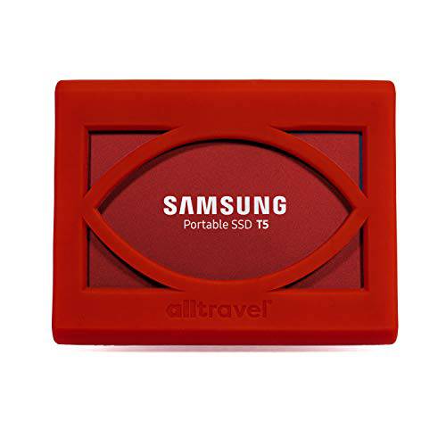 외장 SSD Bump 슬리브 삼성 T5 휴대용 250GB 500GB 1TB 2TB SSD USB 3.0 외장 SSD, 슈퍼 강력 범퍼 안티 충격, 진동 and 드롭, by Alltravel (레드)