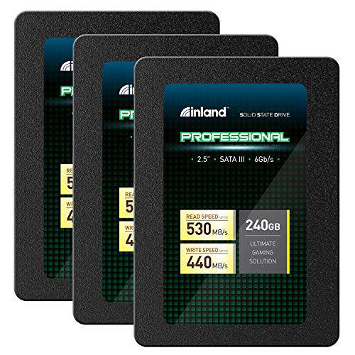 Inland 프로페셔널 3 팩 240GB SSD 3D 낸드 SATA III 6Gb/ s 2.5 7mm 내장 SSD (3x240GB)