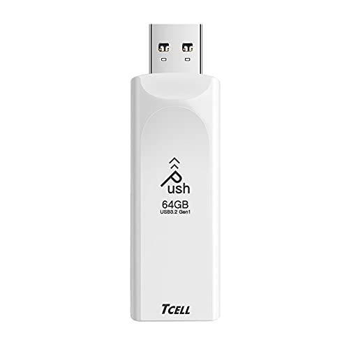 TCELL 푸시 64GB USB 3.2 Gen1(3.1/ 3.0) USB 플래시드라이브 Read 스피드 up to 100MB/ S, 개폐식 메모리 스틱 데이터 스토리지 점프 드라이브 Zip 드라이브 드라이브 LED 인디케이터