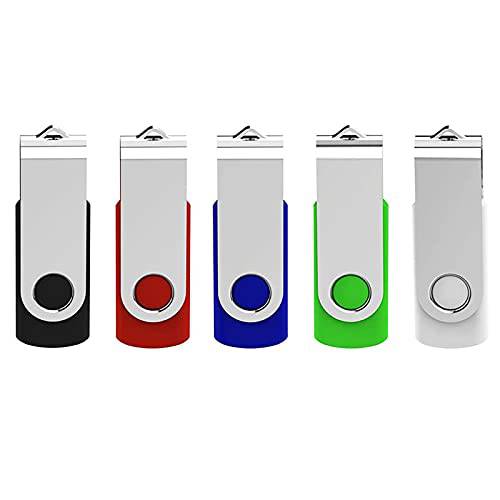 Sowesy 64GB USB 플래시드라이브 메모리 스틱, 스위블 디자인 휴대용 썸 드라이브 스토리지 and 백업, 5 혼합 Colors(Black, 블루, 레드, 그린, 화이트)