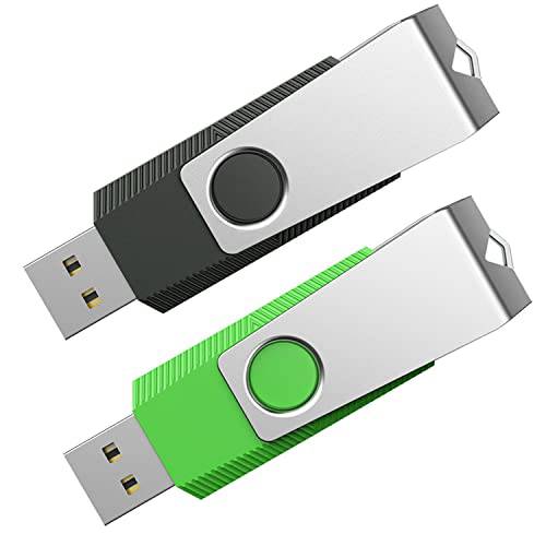 아이베 64GB 플래시드라이브 2 팩 64GB USB 플래시드라이브 썸 드라이브 Zip 드라이브 USB 2.0 메모리 스틱 USB 드라이브 키체인,키링,열쇠고리 (64G, 2 컬러: 블랙 그린)