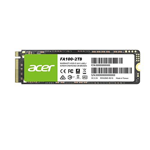 Acer FA100 M.2 SSD 2TB PCIe 세대 3 x 4 NVMe 1.4 인터페이스 내장 SSD 3D TLC 낸드 테크놀로지 - BL.9BWWA.121