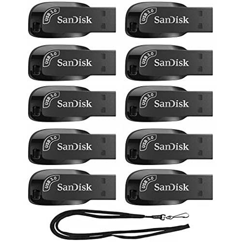 SanDisk 64GB (10 팩) 울트라 시프트 USB 3.0 고속 100MB/ s 플래시드라이브 SDCZ410-064G 번들,묶음 (5) GoRAM 블랙 끈 (64GB, 10 팩)