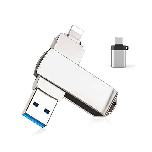 KOOTION 128GB 포토 스토리지 스틱,막대 USB 3.0 플래시드라이브 폰, 3-in-1 USB 드라이브 외장 스토리지 메모리 스틱 호환가능한 스마트 폰/ PC/ 태블릿, 태블릿PC,  USB-A to USB-C 어댑터