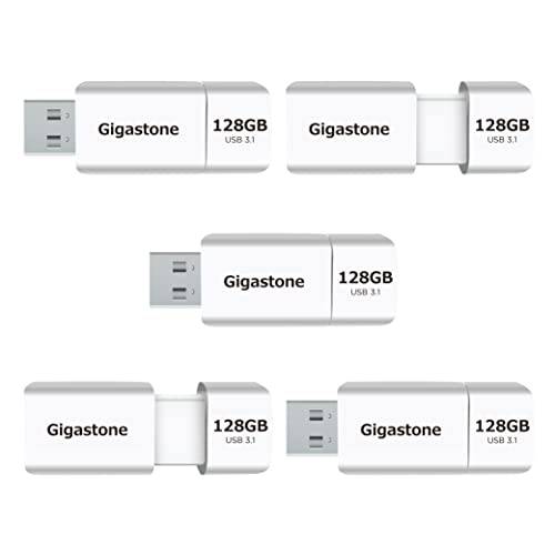 Gigastone Z60 128GB 5-Pack USB 3.1 플래시드라이브, R/ W 120/ 60 MB/ s 울트라 고속 펜 드라이브, 캡리스 개폐식 디자인 썸 드라이브, USB 2.0/ USB 3.0 인터페이스 호환가능한