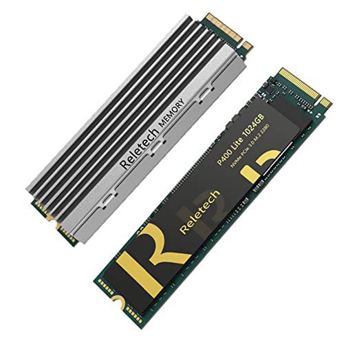 Reletech P400 M.2 1TB SSD, up to 3400MB/ S PCIe3.0×4 NVMe 550TBW 치아 동전 Independent Cache 내장 하드 디스크 히트싱크 노트북 데스크탑 (1TB 라이트)