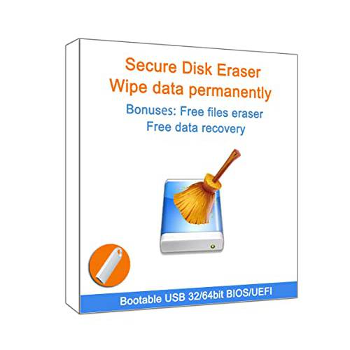 안전한 하드 디스크 드라이브 데이터 지우개&  디스크 와이퍼 on 32GB bootable USB, 튼튼하게 Destroy Wipe Erase 하드 디스크 드라이브, 호환가능한 윈도우, 리눅스 and MAC |보너스: 파일 지우개&  데이터 복구