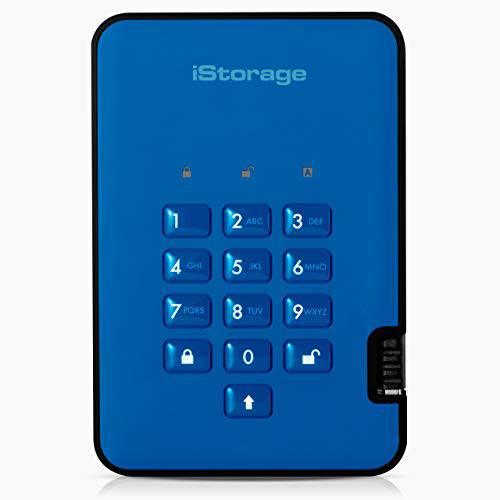 iStorage diskAshur2 SSD 1TB 블루 - 안전한 휴대용 SSD - 암호 보호, 먼지 and 방수, 휴대용, 밀리터리 등급 하드웨어 암호화 USB 3.1 IS-DA2-256-SSD-1000-BE