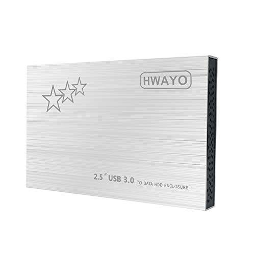 160GB 외장 하드디스크 휴대용 - HWAYO 2.5’’ 울트라 슬림 HDD 스토리지 USB 3.0 PC, 노트북, Mac, 크롬북 (실버)