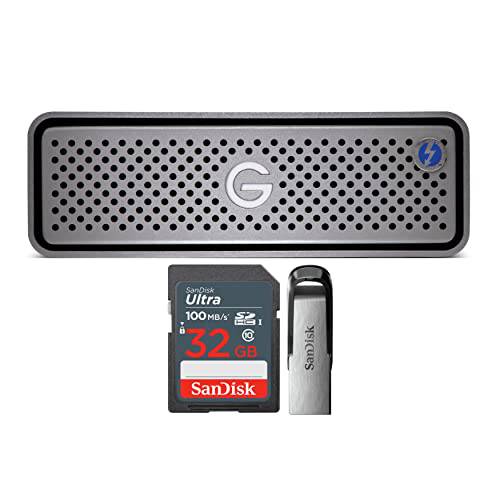 SanDisk 프로페셔널 4TB G-Drive 프로 썬더볼트 3 외장 HDD (스페이스 그레이) 32GB 스토리지 번들,묶음 (3 아이템)