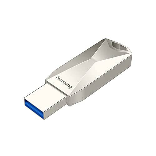 256GB USB 플래시드라이브 3.1, 휴대용 대용량 썸 드라이브 스토리지 스몰 High-Speed 메모리 스틱, 데이터 전송 up to 250MB/ S, 풀 메탈 바디 스트랩 홀 Design(Silver)