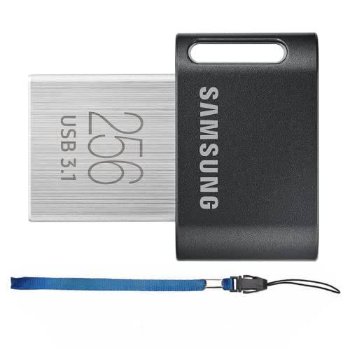 Sam-Sung 호환 플러스 MUF-256AB 256GB 탈착식 스트랩 플래시 USB 3.1 (3.1 세대 1) USB Type-A 커넥터 블랙, 스테인레스 스틸 USB 플래시드라이브 (256 GB)