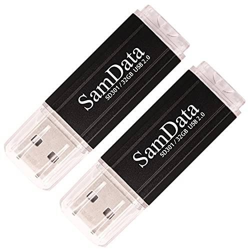 SamData 2 팩 32GB USB 2.0 플래시드라이브 썸 드라이브 메모리 스틱 펜 드라이브 점프 드라이브 데이터 스토리지 (2Pack 블랙)