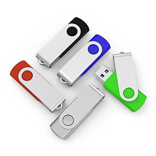 TOPESEL 5 팩 128GB USB 3.0 플래시드라이브 메모리 스틱 썸 드라이브 (5 혼합 컬러: 블랙 블루 그린 레드 실버)