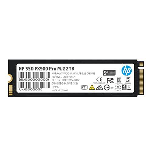 HP FX900 프로 2TB NVMe GEN4 게이밍 SSD - PCIe 16 GB/ S, M.2 2280 3D TLC 낸드 내장 SSD Up to 7400 MB/ s 램 Cache - 4A3U1AAABB