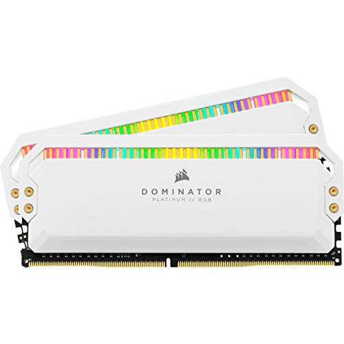커세어 Dominator 플래티늄 RGB DDR4 16GB (2x8GB) 3600MHz C18 데스크탑 메모리 (12 Ultra-Bright CAPELLIX RGB Leds, 특허받은 커세어 DHX 쿨링, 와이드 호환성, Intel XMP 2.0) 화이트