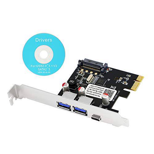 SinLoon PCI-E to USB 3.0& Type-C 3.1 Expasion 카드 15-Pin SATA 파워 커넥터 Build in Self-Powered Technology-No Need 추가 파워 서플라이