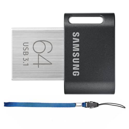 Sam-Sung 호환 플러스 MUF-64AB 64GB 탈착식 스트랩 플래시 USB 3.1 (3.1 세대 1) USB Type-A 커넥터 블랙, 스테인레스 스틸 USB 플래시드라이브 (64 GB)