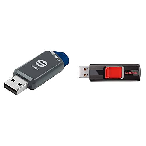 HP 128GB x900w USB 3.0 플래시드라이브& SanDisk 128GB Cruzer USB 2.0 플래시드라이브 - SDCZ36-128G-B35, 블랙/ 레드