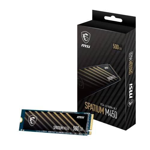 MSI SPATIUM M450 PCIe 4.0 NVMe M.2 500GB 내장 게이밍 SSD up to 3600MB/ s 3D 낸드 Up to 600 TBW