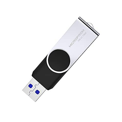 MICROFROM USB 3.0 플래시드라이브 128GB USB 플래시 스토리지 360°Rotated 디자인, 스피드 up to 150MB/ S 메모리 스틱 ABS and 메탈 디자인 데이터 스토리지 and Backup(128G, 블랙)