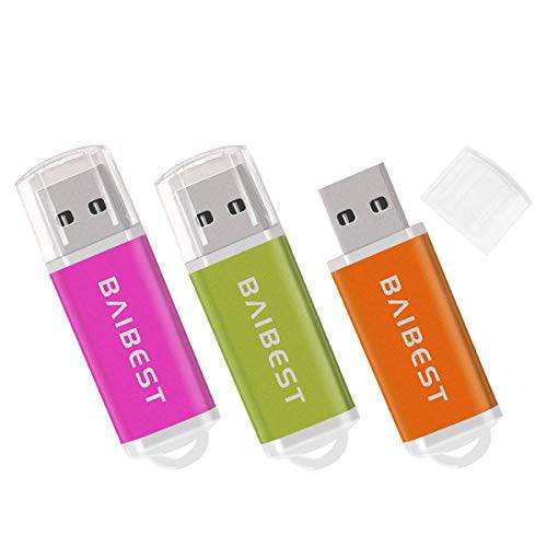 3 팩 32GB USB 2.0 플래시드라이브 펜 드라이브 BAIBEST USB 스틱 메모리 Stick(3 Colors:Pink 그린 오렌지)