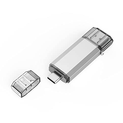 Vansuny 128GB USB C 플래시드라이브 2 in 1 OTG USB 3.0+ USB C 메모리 스틱 키체인,키링,열쇠고리 듀얼 타입 C USB 썸 드라이브 포토 스틱 점프 드라이브 (실버)