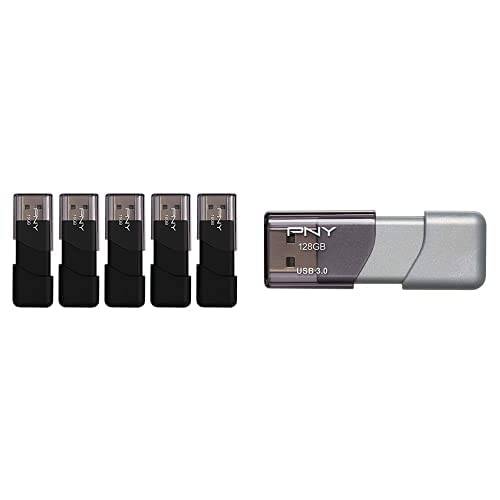PNY 16GB Attache 3 USB 2.0 플래시드라이브, 5-Pack& 128GB 터보 Attache 3 USB 3.0 플래시드라이브 - (P-FD128TBOP-GE)