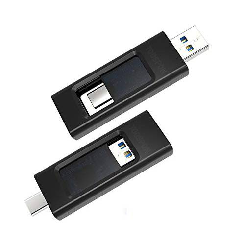 OTG USB C 플래시드라이브 2 in 1 타입 C and 타입 A 스토리지 and 백업 of Your 포토, 비디오, and 파일 on 스마트 휴대폰, 노트북, TVs and 자동차 플레이어 etc. (128GB 블랙)