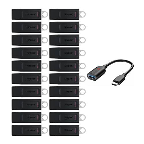 Kingston 32GB DataTraveler Exodia 플래시드라이브 (20-Pack) USB-C 어댑터 번들,묶음 (21 아이템)