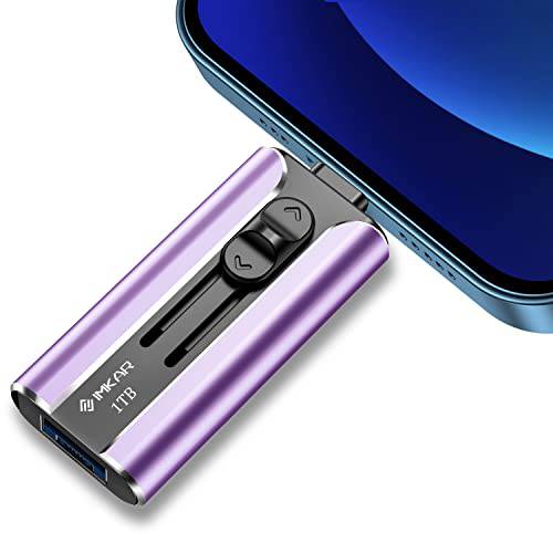 IMKAR USB 플래시드라이브 1TB I-Phone 메모리 스틱 스토리지 포토 and 비디오, 폰 휴대용 포토 스틱 스토리지 플래시 썸 드라이브 호환가능한 폰 패드 안드로이드 and 컴퓨터 (퍼플)