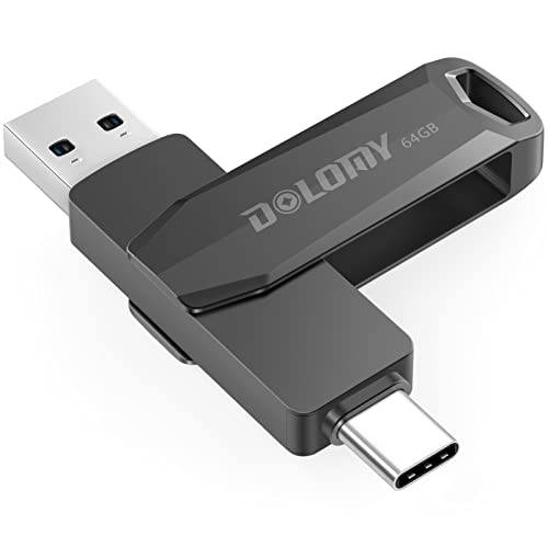 USB C 플래시드라이브, Dolomy 64GB USB C 썸 드라이브, 2 in 1 OTG USB 3.1 듀러블 메탈 USB C 메모리 스틱 맥북 프로 에어, 타입 C 스마트폰, 태블릿