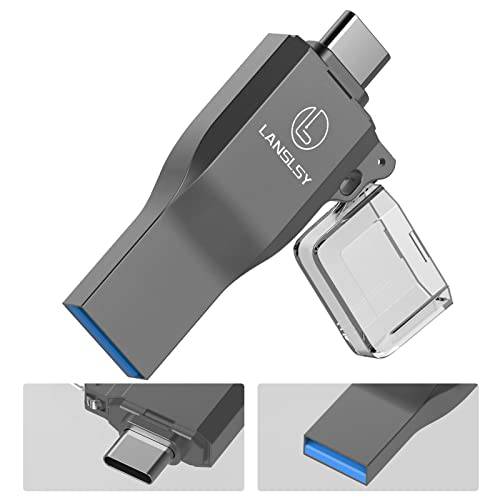 LANSLSY USB C 플래시드라이브 256GB 메모리 스틱 USB 3.0 타입 C 플래시드라이브 2 in 1 OTG 듀얼 포트 썸 드라이브 고속 안드로이드 휴대폰, PC, 태블릿, 태블릿PC, Mac, USB-C 스마트 폰 데이터 전송