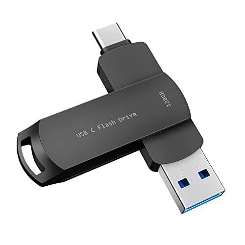 USB C 플래시드라이브 128GB 포토 스틱 안드로이드 썸 드라이브 고속 SSD 300M/ s USB 3.2 메모리 스틱 Richwell i 패드 프로 안드로이드 디바이스 컴퓨터 and 맥북 USB C(Black128G-DTY)