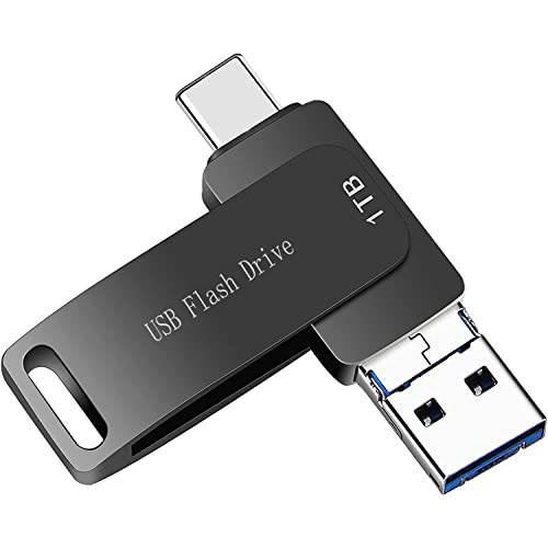 USB C 메모리 스틱 1TB 폰, USB3.1 플래시드라이브 백업 USB 썸 드라이브 맥북 Type-c and 마이크로 USB, 더빠른 스피드 전송 USB C 날짜 스토리지 드라이브 안드로이드 휴대폰 and 컴퓨터 (블랙)