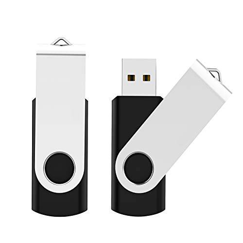 2 팩 64GB USB 플래시드라이브 USB 2.0 썸 드라이브 점프 드라이브 폴드 스토리지 메모리 스틱 스위블 디자인 - 블랙