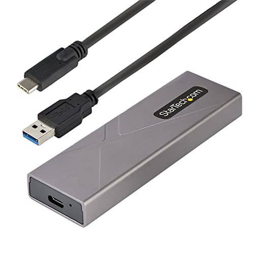 StarTech.com USB-C 10Gbps to M.2 NVMe or M.2 SATA SSD 인클로저 - Tool-free 외장 M.2 PCIe/ SATA NGFF SSD 알루미늄 케이스 - USB Type-C& A Host 케이블 - 지원 2230/ 2242/ 2260/ 2280 (M2- USB-C-NVME-SATA)