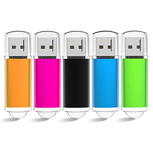 Alihelan 5pcs 8GB 플래시 드라이브 USB 2.0 썸 드라이브 벌크, 대용량 메모리 스틱 점프 드라이브 펜 드라이브 Zip 드라이브 데이터 스토리지 ( 5 팩, 블랙/ 블루/ 그린/ 핑크/ 오렌지, 8 GB)