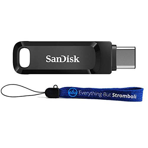 SanDisk 울트라 512GB 듀얼 드라이브 고 Type-C 스마트폰, 태블릿, 컴퓨터 (SDDDC3-512G-G46) 2-in-1 USB 플래시드라이브 Type-A& Type-C 펜 드라이브 번들,묶음 (1) Everything But 스트롬볼리 스트랩