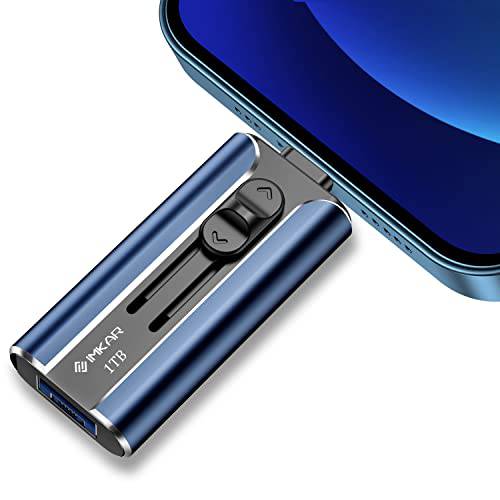 IMKAR USB 플래시드라이브 1TB 폰 메모리 스틱 스토리지 포토 and 비디오, 폰 휴대용 포토 스틱 스토리지 플래시 썸 드라이브 호환가능한 폰 패드 안드로이드 and 컴퓨터 (블루)