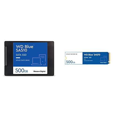 Western 디지털 500GB WD 블루 SA510 SATA 내장 SSD SSD - SATA III 6 GB/ S, 2.5/ 7mm, Up to 560 MB/ s& 500GB WD 블루 SN570 NVMe 내장 SSD SSD - Gen3 x4 PCIe 8Gb/ s