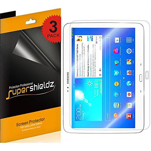(3 팩) Supershieldz for 삼성 갤럭시 Tab 3 10.1 inch 화면보호필름, 액정보호필름, 하이 해상도 클리어 쉴드 (애완동물)