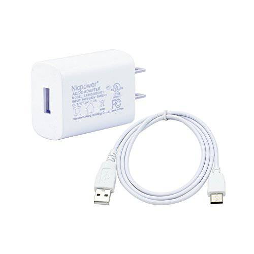 AC 충전 어댑터 호환 for 아마존 킨들 Paperwhite E-reader with 5ft Micro USB Cable(White)
