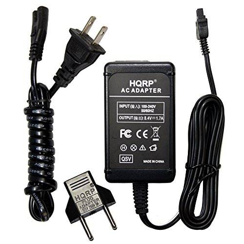 HQRP  교체용 AC 어댑터/ 충전 호환가능한 with 소니 핸디캠 HDR-CX760, HDR-CX760V, HDR-PJ710, HDR-PJ710V, DCR-HC38, DCRHC38 캠코더 with USA 케이블&  유로 Plug 어댑터