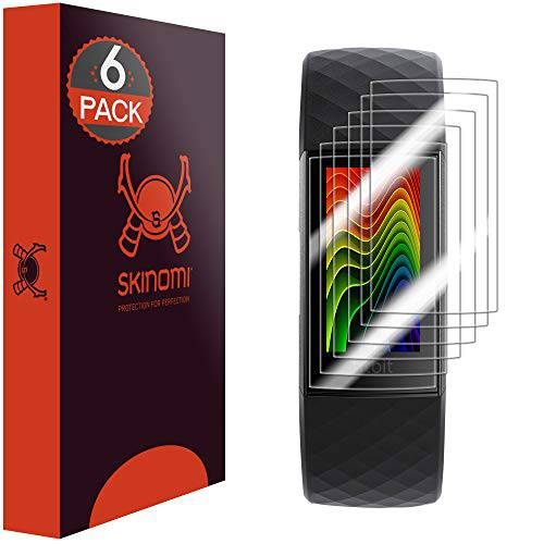 Skinomi  화면보호필름, 액정보호필름 호환가능한 with 핏빗 충전 3 (핏빗 충전 4)(6-Pack)(Full 커버리지) 클리어 TechSkin TPU Anti-Bubble HD 필름