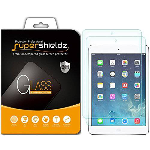 (2 팩) Supershieldz for 애플 아이패드 Mini 3, 아이패드 Mini 2 and 아이패드 Mini (1st Generation) 강화유리 화면보호필름, 액정보호필름, Anti 스크레치, 기포 프리