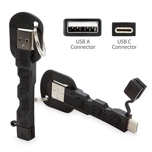 케이블, BoxWave [범용 USB Type-C 키체인,키링,열쇠고리 충전] 열쇠고리, 키링 3.1 타입 C USB 케이블 for 스마트폰 and 태블릿 - Jet 블랙