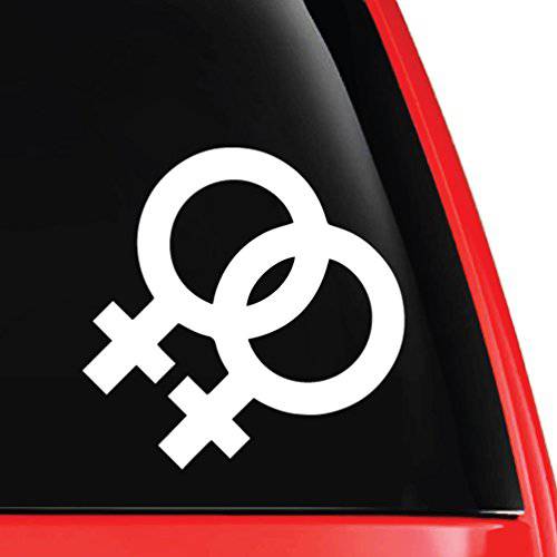 EvolveFISH Lesbian 커플 Symbol Weatherproof Vinyl 데칼, 스티커 - [White][5]